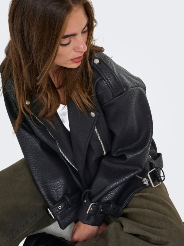 FAUX LEATHER OVS. BIKER JACKET SOFT